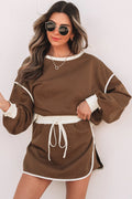 Colorblock Drop Shoulder Skort Set