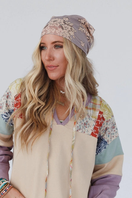 Sarah Floral Lace Headscarf