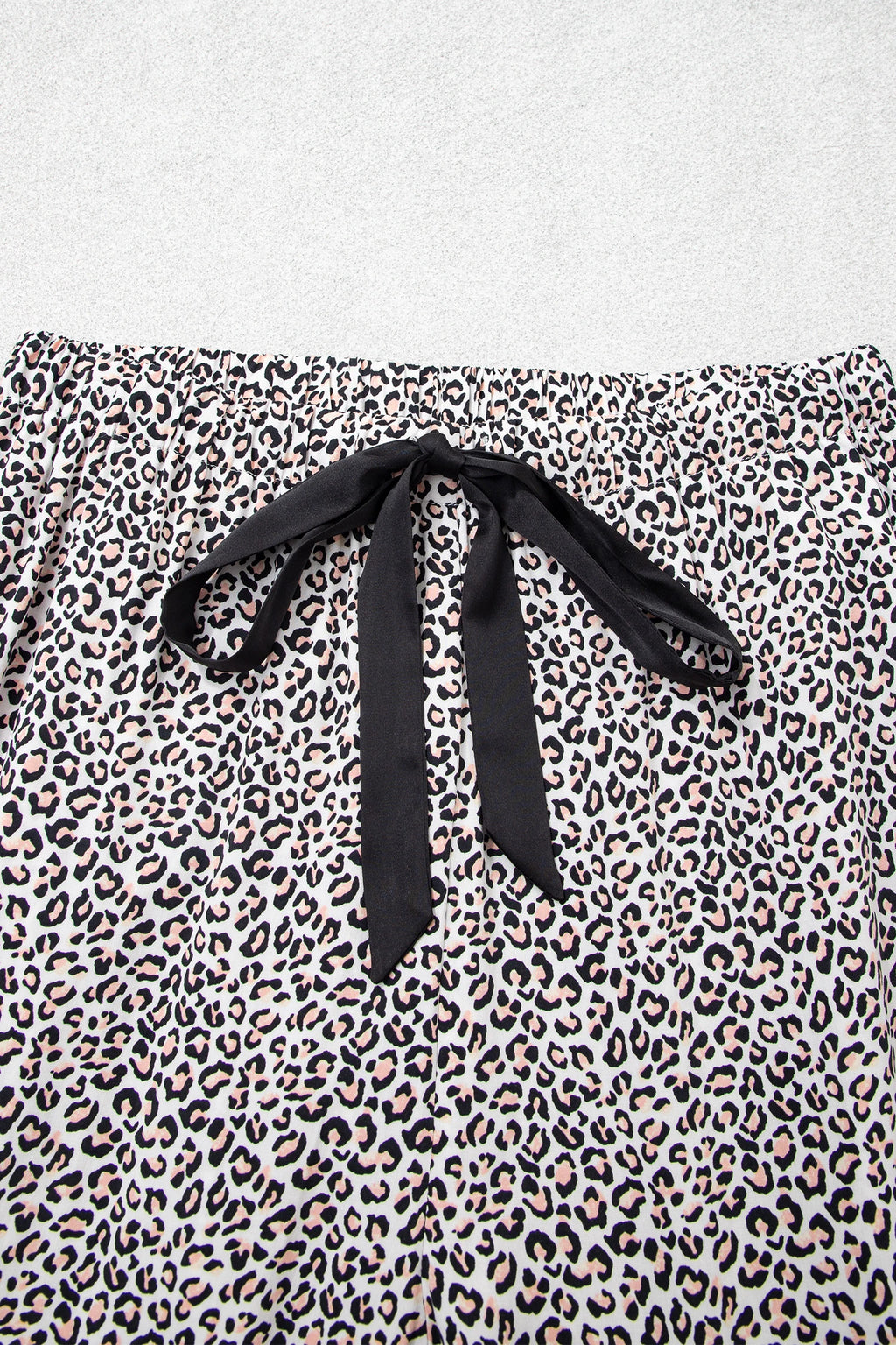 Brown Leopard Print Bow Knot Patchwork Long Sleeve Lounge Set