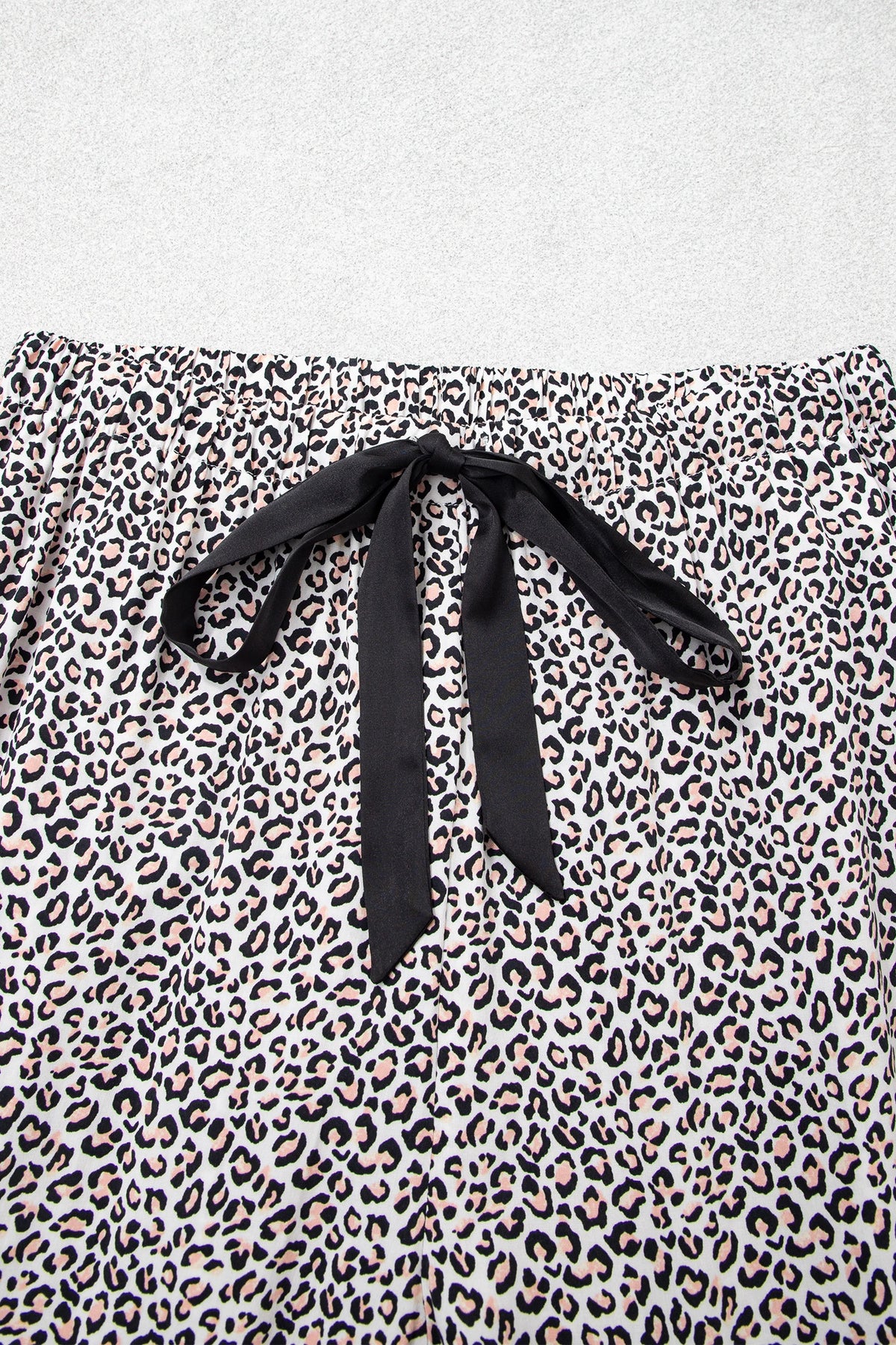 Brown Leopard Print Bow Knot Patchwork Long Sleeve Lounge Set