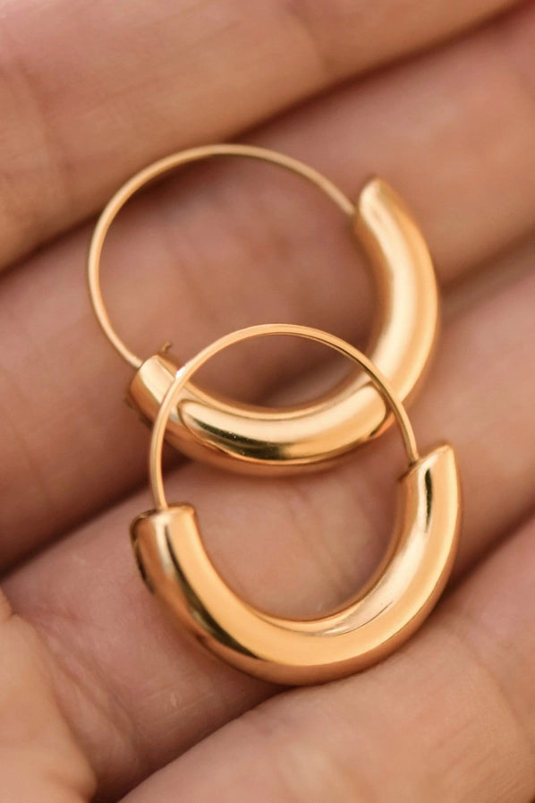 18K Gold Plated Waterproof Stainless Steel Hoop Earrings