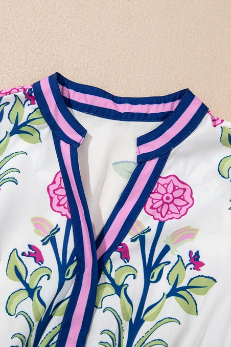 Keira | Floral Short Sleeve V Neck High Waist Maxi Dress
