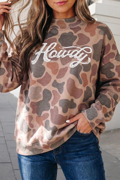 Camo Letter Long Sleeve Sweatshirt