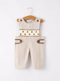 Fall Pumpkin Smock Embroidered Boys Romper