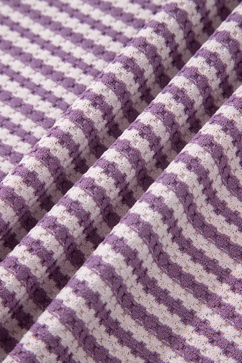 Purple Stripe Breathable Textured Knit Short Set