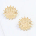 Carmen Coin Earring Paw Print Worn Gold