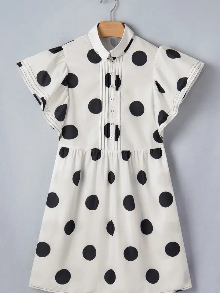 Polka Dot Half Button Dress