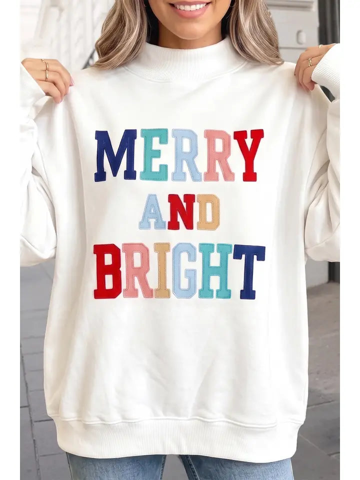 Merry and Bright Christmas Mockneck Sweatshirt