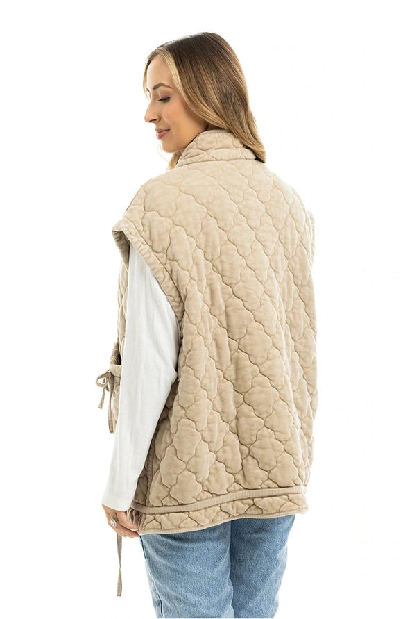 Beige Oversized Ladies Quilted Vest