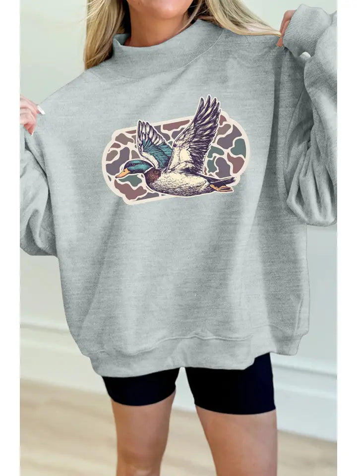 Mallard Duck Camouflage Mock Neck Sweatshirt