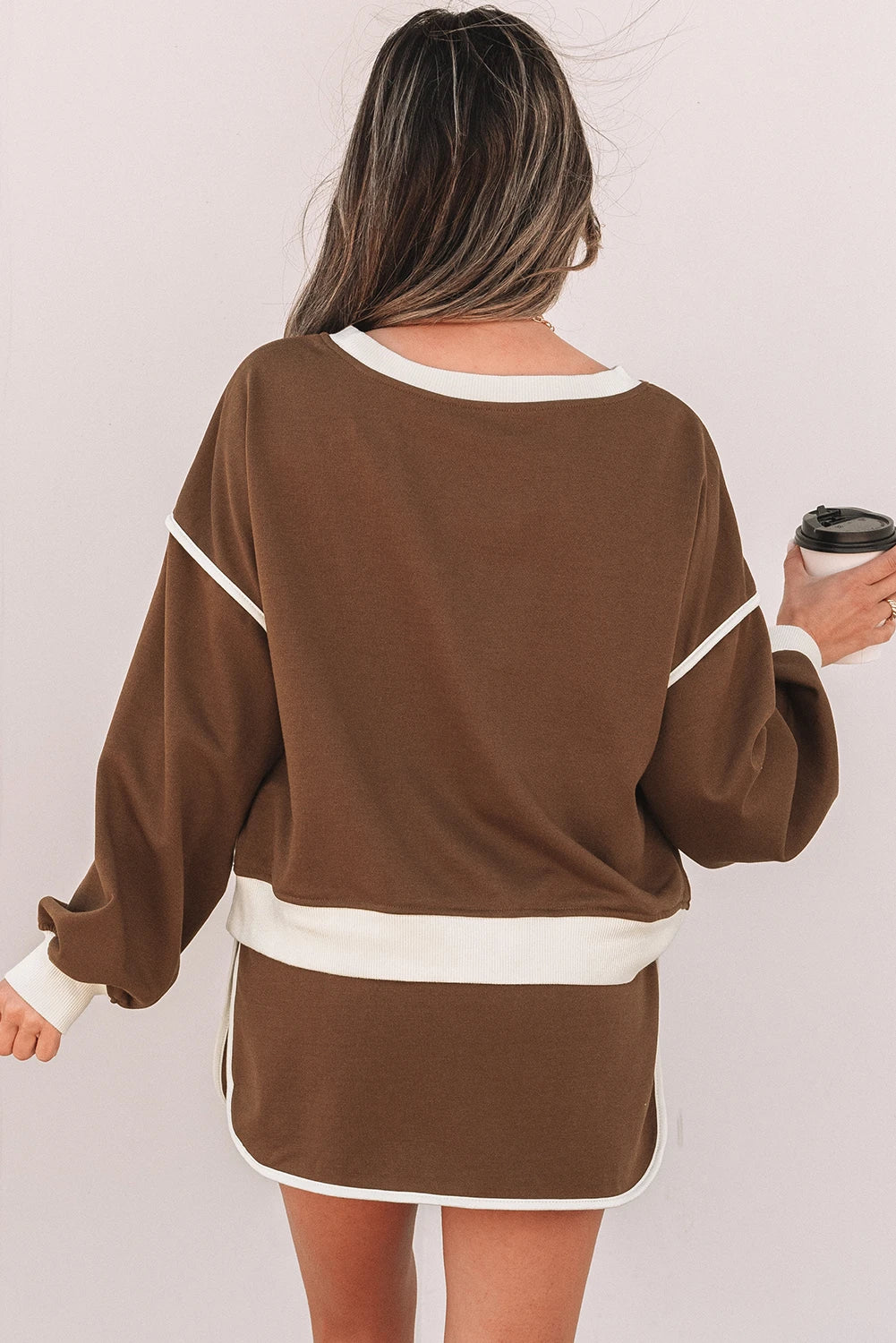 Colorblock Drop Shoulder Skort Set