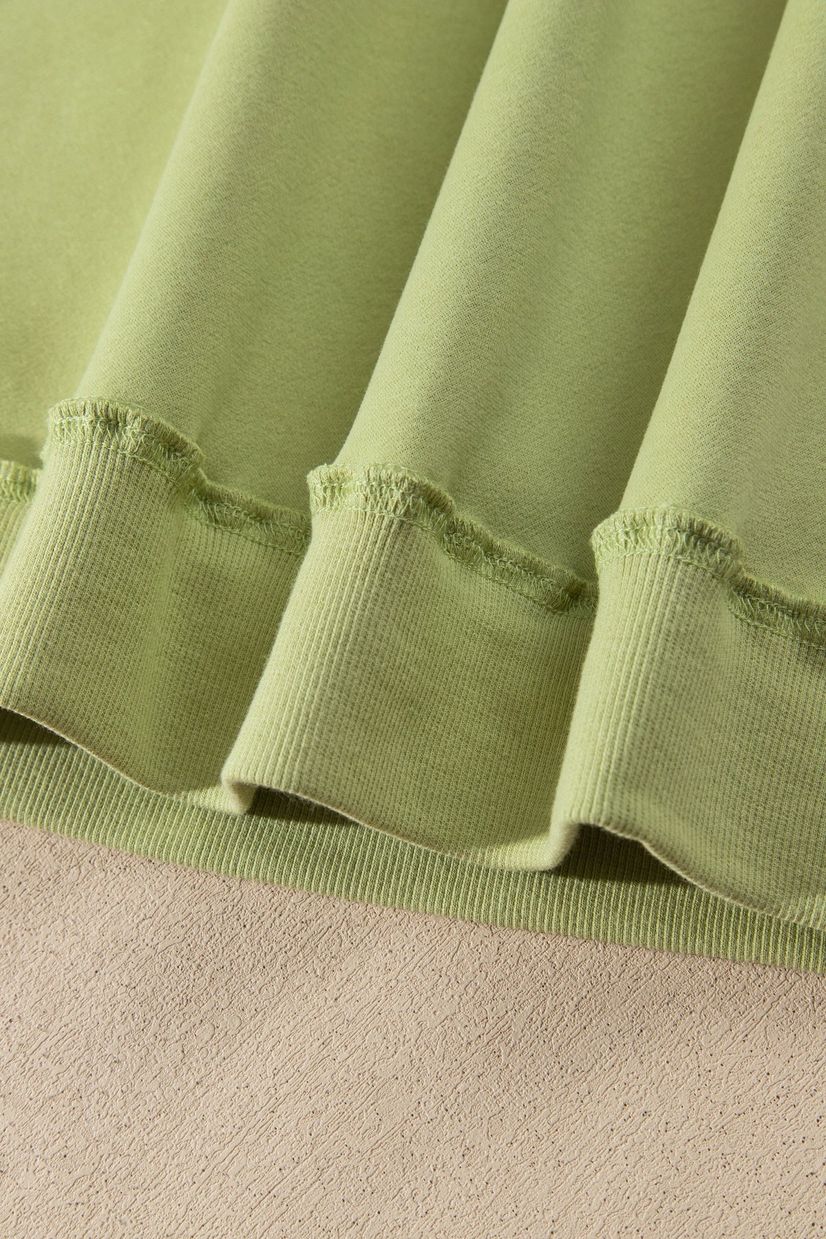 Meadow Mist Green JESUS Letter Patch Graphic Exposed Seam Mock Neck Baggy Sweatshirt
