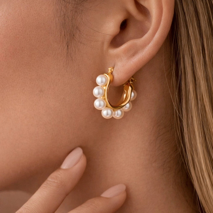 18K Gold Plated Waterproof Stainless Steel Hoop Earrings