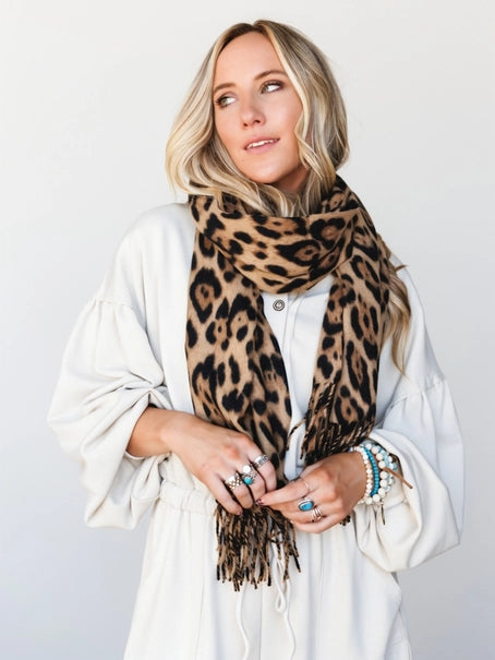 Wild Feeling Animal Print Scarf - Camel