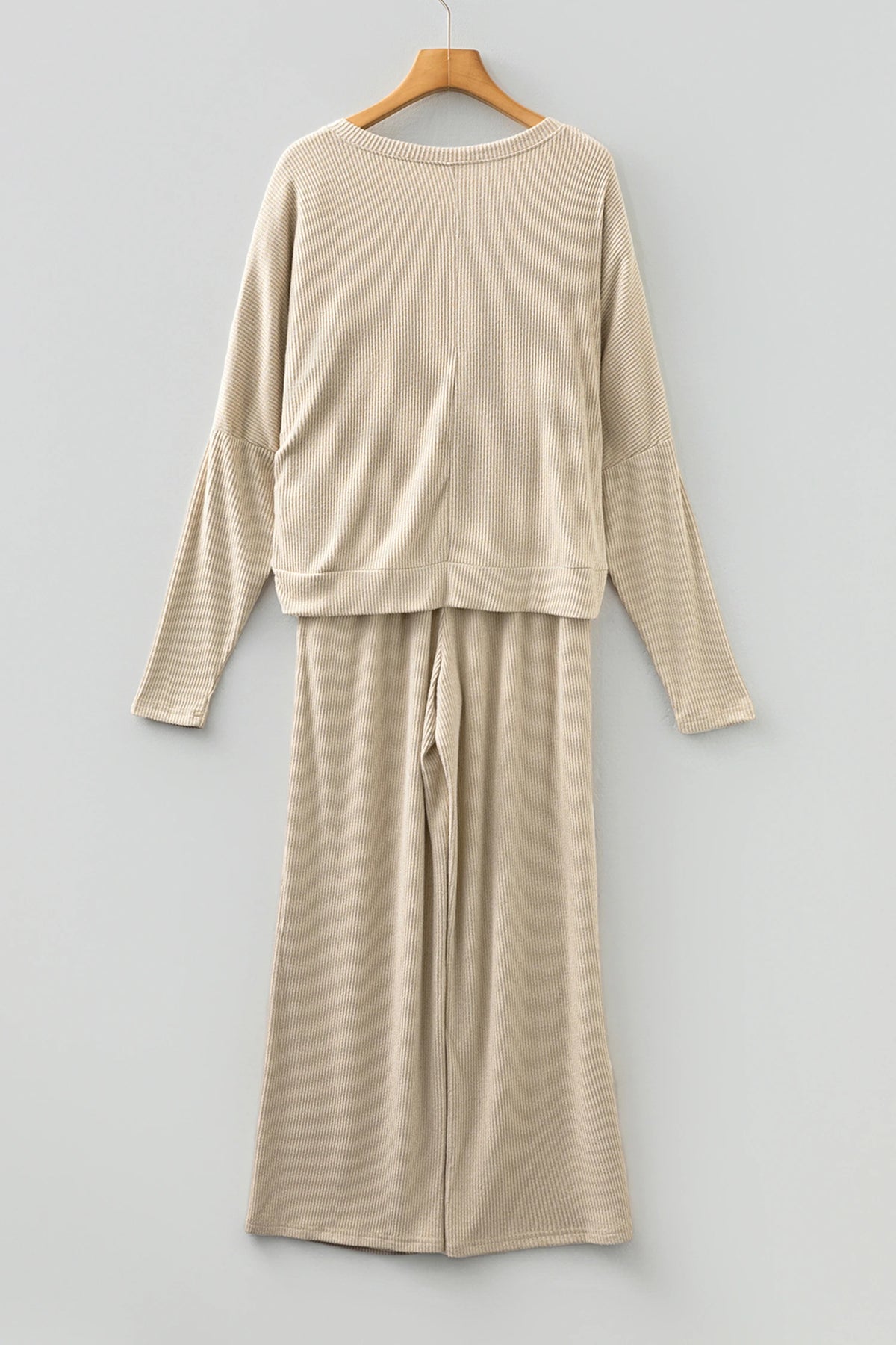 Jet Stream 3D Ribbed V Neck Pullover Drawstring Pants Lounge Set