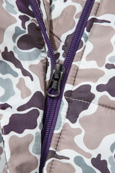 Camouflage Puffer Zip-Up Stand Neck Sleeveless Vest