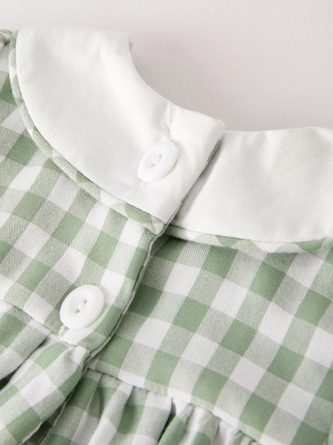 Fall Applique Plaid Girls Bloomers Romper Set