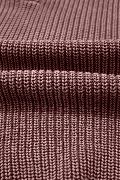 Mineral Wash Buttoned Polo Collar Knit Sweater
