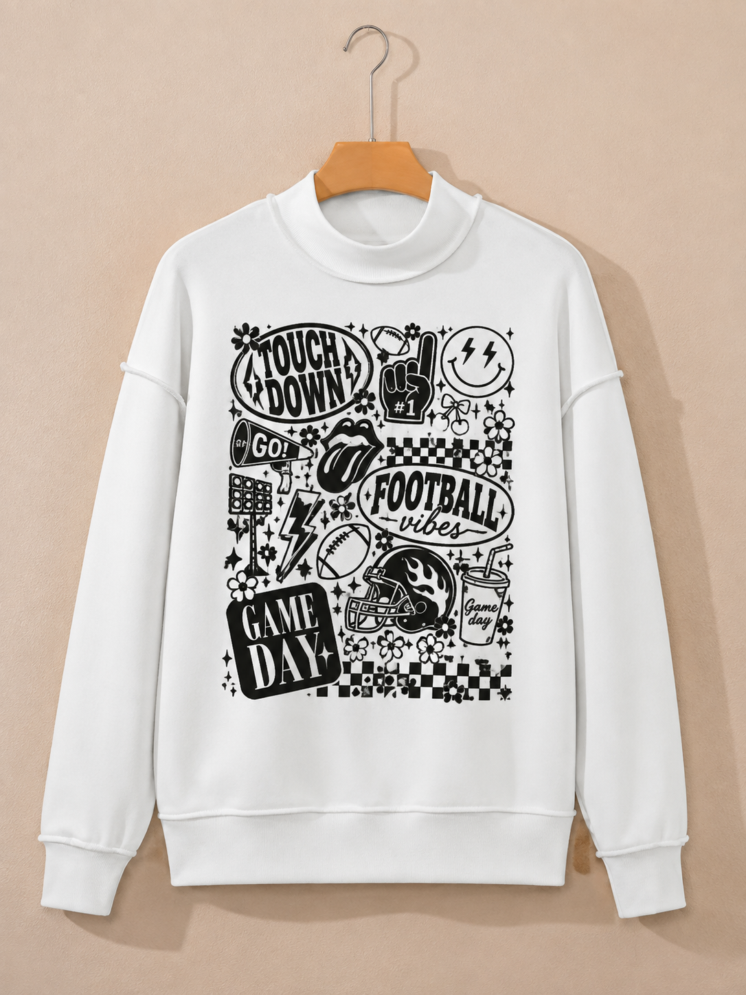 Retro Football Mock Neck Sweatshirt