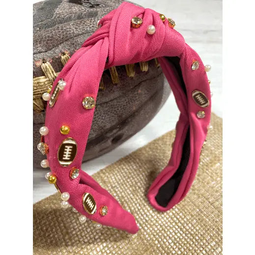 Hot Pink Football Glam Headband