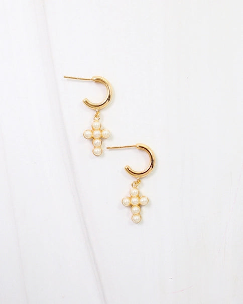 Starkville Cross Huggie Earring Gold