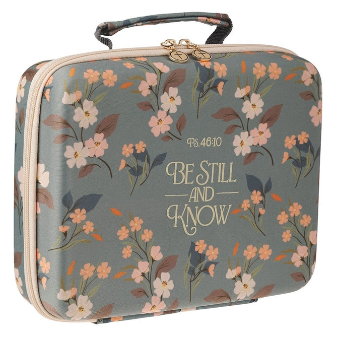 Bible Organizer Hardcover Green Floral "Be Still Ps. 46:10"