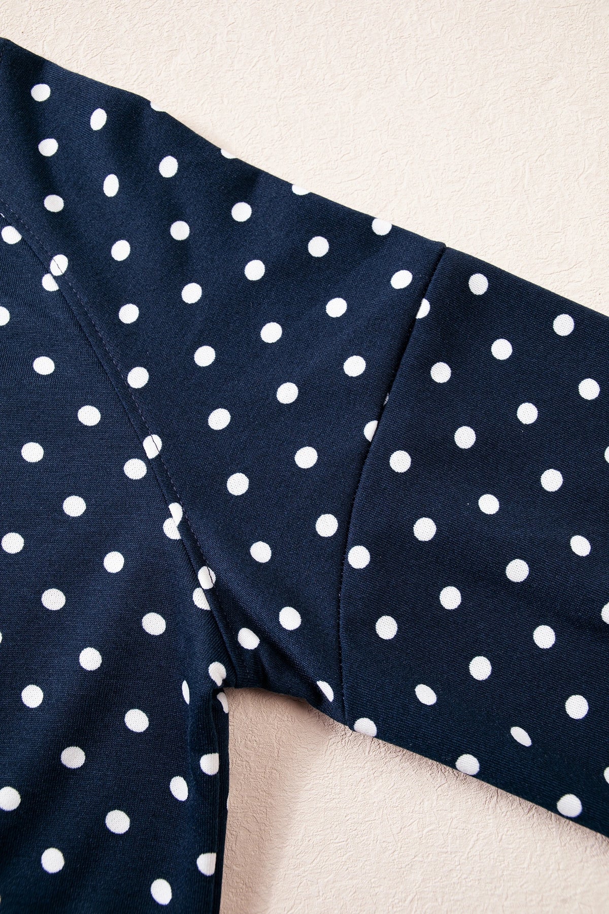 Polka Dot Drawstring Wide Leg Long Sleeve Top Pant Set