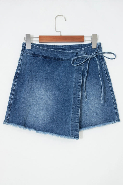 Wrapped Tied Waist Denim Skort