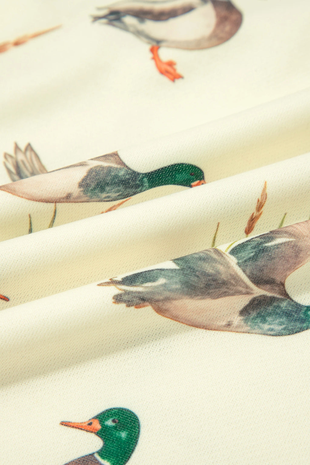 Mallard Print Patchwork Colorblock High Neck Sweatshirt