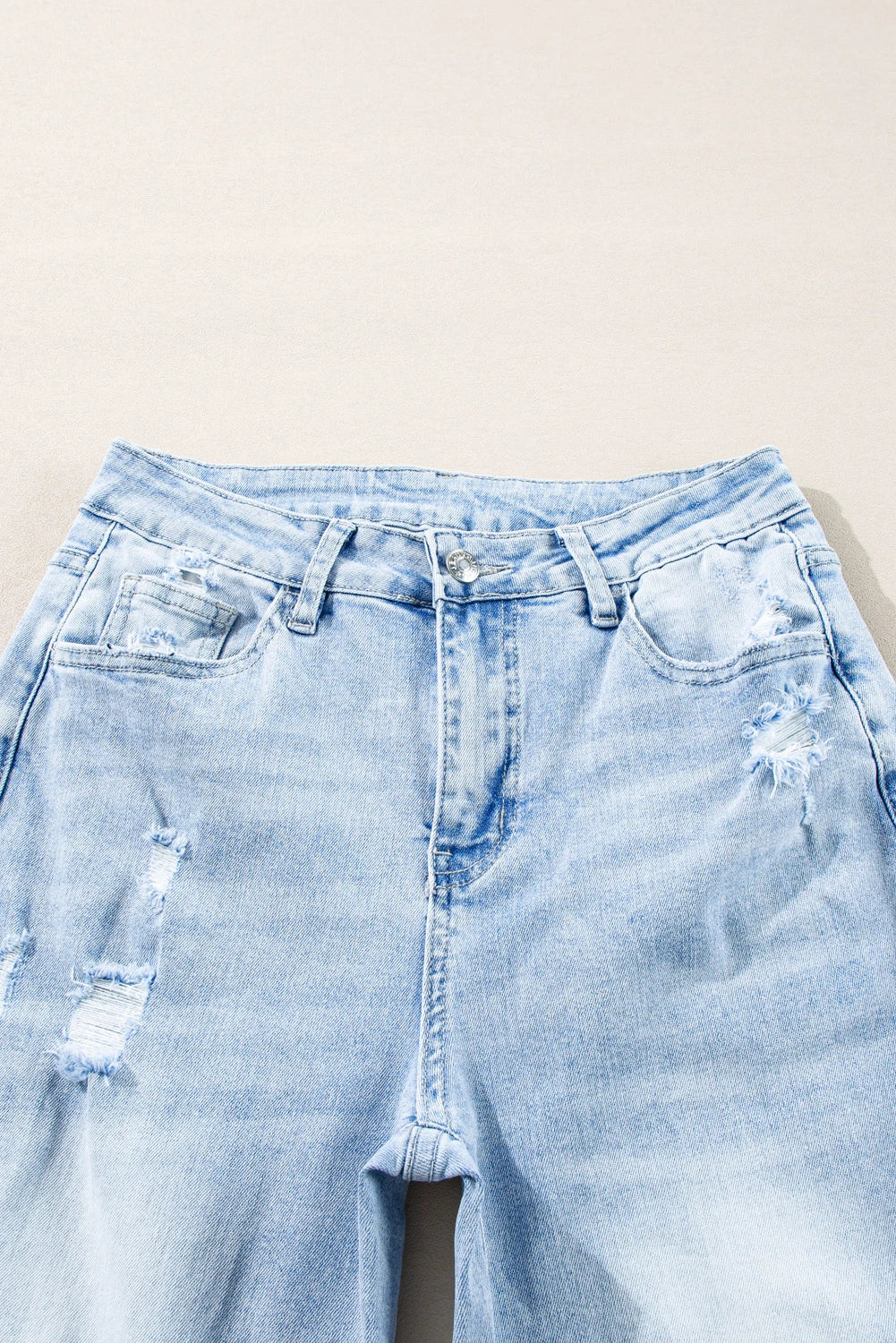 Beau Blue Light Wash Distressed Straight Jeans