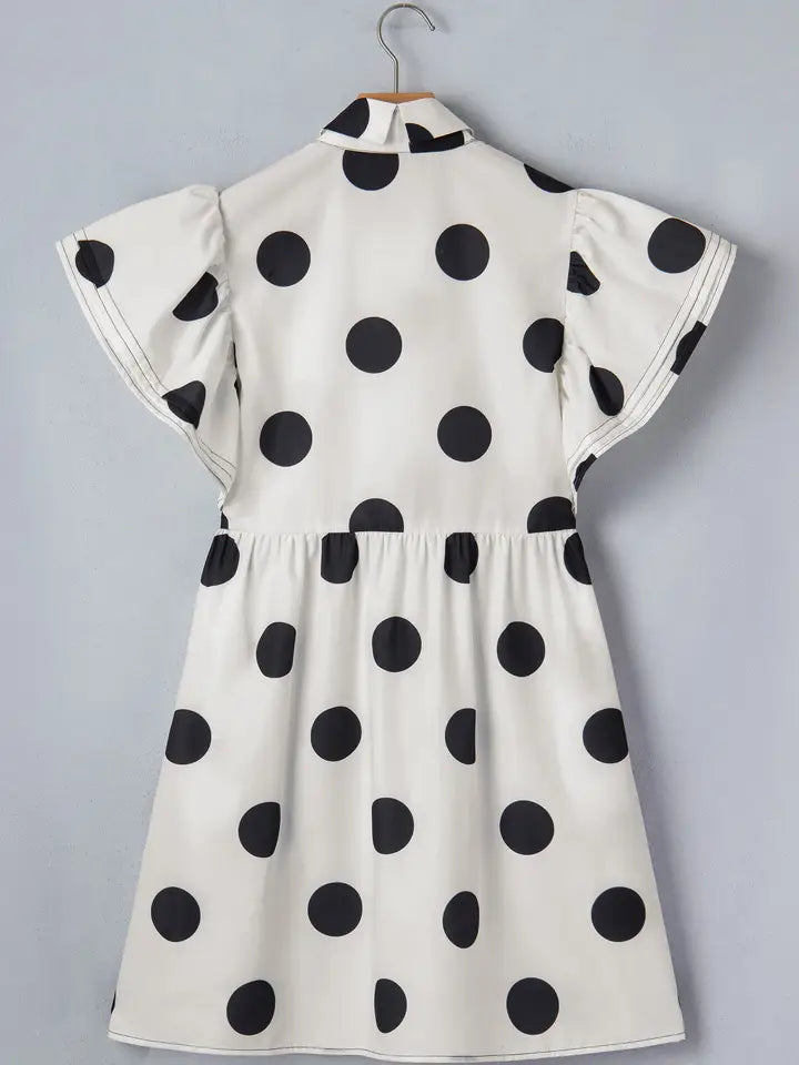 Polka Dot Half Button Dress