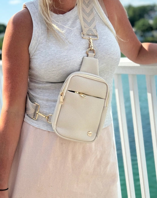 The Harlow | Sling Bag with Chevron Strap | 3 Colors