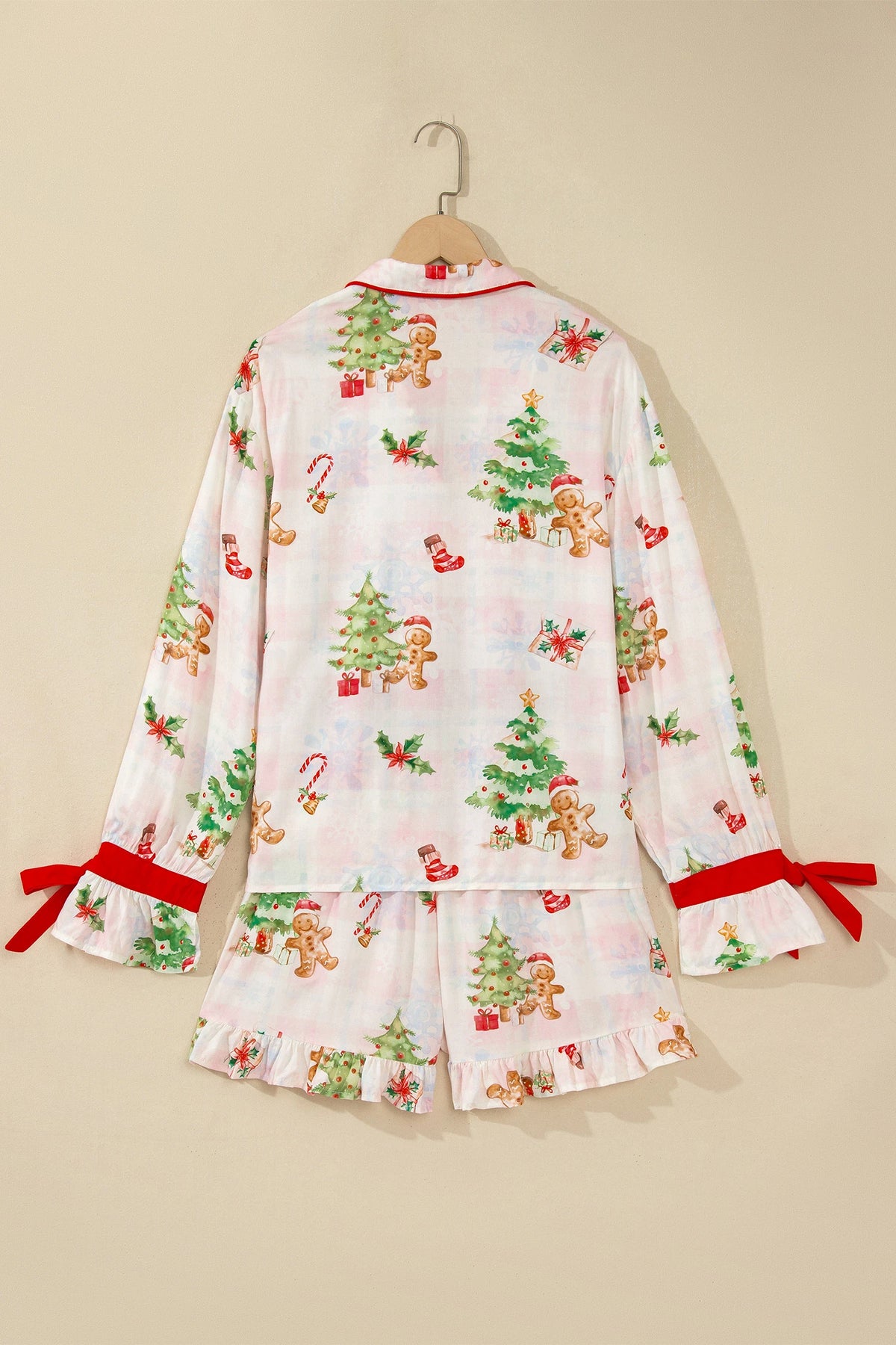 Abstract Christmas Print Two Piece Shift Lounge Set