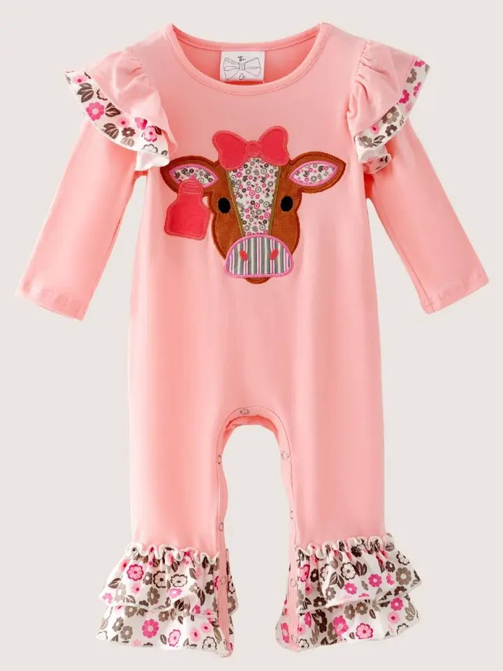 Pretty in Pink Cow Infant Romper