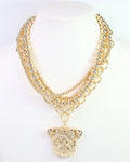Bree Beaded Layered Necklace Dog Gold